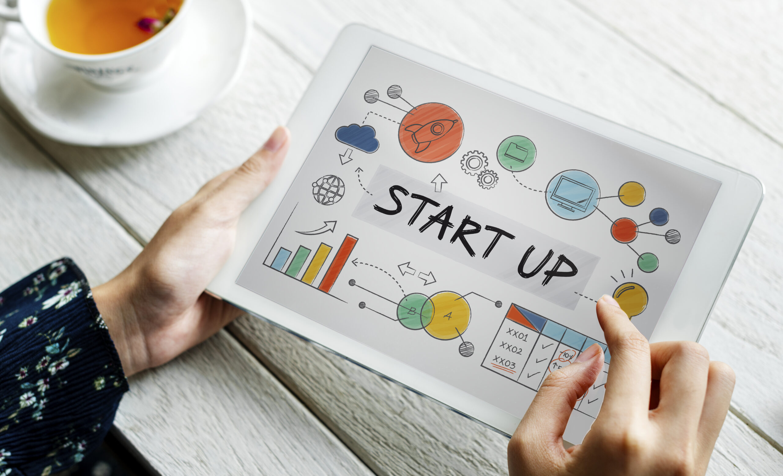 ramka z napisem startup